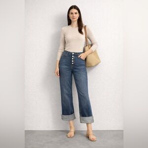 Ava & Viv Women's Jeans Size 18 Blue Straight Button Fly Stretch